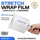 5  X 1000  Stretch Wrap Mini Roll Of 80 Gauge  pack Of 2 Rolls  With Plastic    