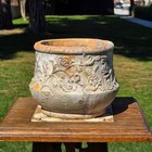 Vintage Terracotta Planter Rustic Weathered Flower Pot Embossed Floral 7  Garden