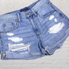 Aeropostale Mom Jean Shorts Women 8 Blue Distressed High Rise Festival Retro 90s