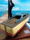 Vintage Wooden 43cm Long Ship Model Collectible Figurine Maritime Decor Japan