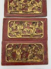 Set Of 4 Antique 19th C  Chinese Gilded Red Lacquer Eight Immortals Wood Panels