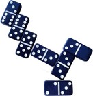 Dominoes Double Six Jumbo Set Of 28 Navy Blue Title W white Dots  us Seller 