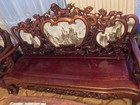 A Set Of Antique Asian Rosewood Carving Furnitures With Marbles Inlay   8 Pcs  