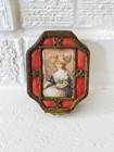 Antique Victorian French Bronze Trinket Box Painted Miniature Portrait Signed