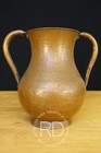Early Arts Crafts Hand Wrought Hammered Copper Double Handled Vessel Vase 1900 s