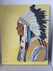 American Indian Chief Painting Portrait Original Oil 16x20    Art Warrior 1980