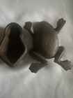Vintage Cast Iron Frog Match Holder 