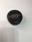 Vintage Small Black Leather Sewing Kit Made In Germany With Tapestry Top