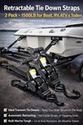      2-pack 10ft Retractable Ratchet Tie-down Straps   1500lbs Heavy-duty   S-hook