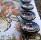 Set Of 6 vintage 1 2  Hand Painted Navy Glass Buttons pre Wwii  1920