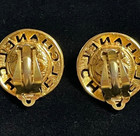 Chanel Vintage Cc Logo Pearl Clip On Earrings Gold Tone Classic France