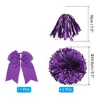 2pcs Cheerleading Pom Poms With Finger Holes And Large Hair Bow Purple