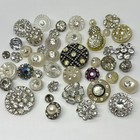 Beautiful Unusual Rhinestone Button Lot Mixed Metal   Plastic Jewel Paste 50 