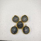Set Of  5 Antique Finish Brass Pocket Compass Necklace Pendant Charm Style Gift