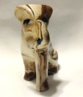 Vintage Airedale Terrier Dog Figurine Planter Brown White Marbleized Glaze B2
