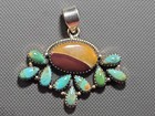 Sterling Old Pawn Navajo Mookaite Or Polychrome Jasper Turquoise Large Pendant