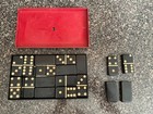 Vintage Crisloid Bakelite Black Dominos In Original Damaged Case