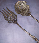 Nice Vintage  Ornate  Serving  Spoon   Fork Set  Cherub On Spoon Ladle