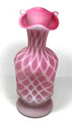 Fenton Vintage Rose Satin Diamond Optic 7  Pinch Vase 1953-54 Mint   new Price  