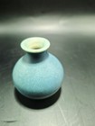 Van Briggle Miniature Bulbous Turquoise Vase Crazing Old Rim Nick  Please Read 