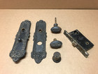 Antique Vtg 3x13 Cast Iron Oval Door Handles   Door Plate Hardware Old 914-26b