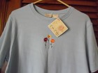 Nwt Bobbie Brooks Light Blue Flower Shirt W  Short  Sleeves Size Large   12 14 