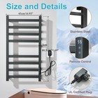 Smart Black Bathroom Heated Towel Rack Wall Mounted 8-bar Electric Towel Warmer
