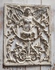 Antique Cast Iron Garden Angel Distressed Neutral Off White With Ornate Floral