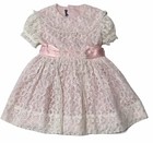 Vintage Tiny Town Togs Pink All Over Lace Toddler Girls Dress 2t  Pageant