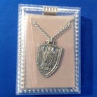 Archangel St Michael Shield Saint Medal Necklace Pendant Boxed Diamond Cut 27 
