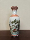 Vintage 12  Chinese Famille Rose Porcelain Vase Eight Horses Qianlong Mark 