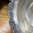 Vintage Silverplate Pedestal Punch Bowl  Scalloped Floral Embossed Rim  15 In
