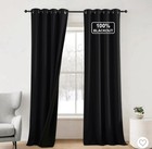 Nicetown 100  Blackout Curtains Full Blackout 52 X95 Black 2 Panels Set