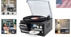 Vintage 9-in-1 Record Player Turntable With Bluetooth  Cd  Cassette  Usb  Sd    