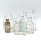 Vtg Lot 11 Embossed Apothecary Bottles Medicine Bottles Various Brands Good Cond