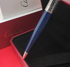Cartier Iced Blue Guilloche Ballpoint Pen Luxury Writing Instrument W  Box