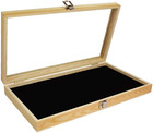 Wooden Jewelry Display Case With Tempered Glass Top Lid Ships Free