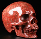 Huge 5 0  Red Sesame Stone Carved Crystal Skull  Super Realistic crystal Healing
