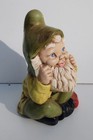 Vtg 1970s Ceramic 8  Sitting Garden Dwarf   Gnome W  Satchel Bag - Hand Painted