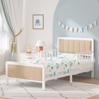 Toddler Bed With Upholstered Bedside  Crib Metal Bed Frame With Safety Guardr   