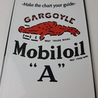 Vintage Mobil Porcelain Sign - Motor Oil Can Porcelain Gargoyle Sign