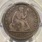 1857-o Seated Liberty Quarter Silver Pcgs Vg-8 Pleasant Surfaces Original Coin