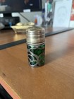 Vintage Antique Emerald Green Glass  W  Sterling Silver Overlay Perfume Bottle