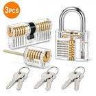 3pc Clear Acrylic Practice Lock Transparent Cutaway Pin Tumbler Training Set