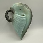 Mid Century Hull Wall Pocket Conch Shell Planter Blue Pottery Vintage W13 Chips
