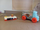Vintage 1965 Fisher Price Milk Wagon Truck Pull Toy Wood And Pocket  Collectible