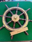 Antique Ship s Wheel 32    Wooden  Brass Helm Harbour   Light Dept Nautical