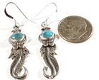 Navajo Sharon Mccarthy 925 Dangling Feather Turquoise 1 5 8  Earrings 4 2g