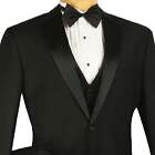 Big   Tall Men s Black 4pc Tuxedo W  Sateen Lapel  Trim  Adj Waist   Bow Tie Nwt