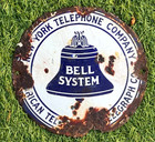 Vintage Rare Original Porcelain Bell System Telephone Telegraph Sign 8 Inch